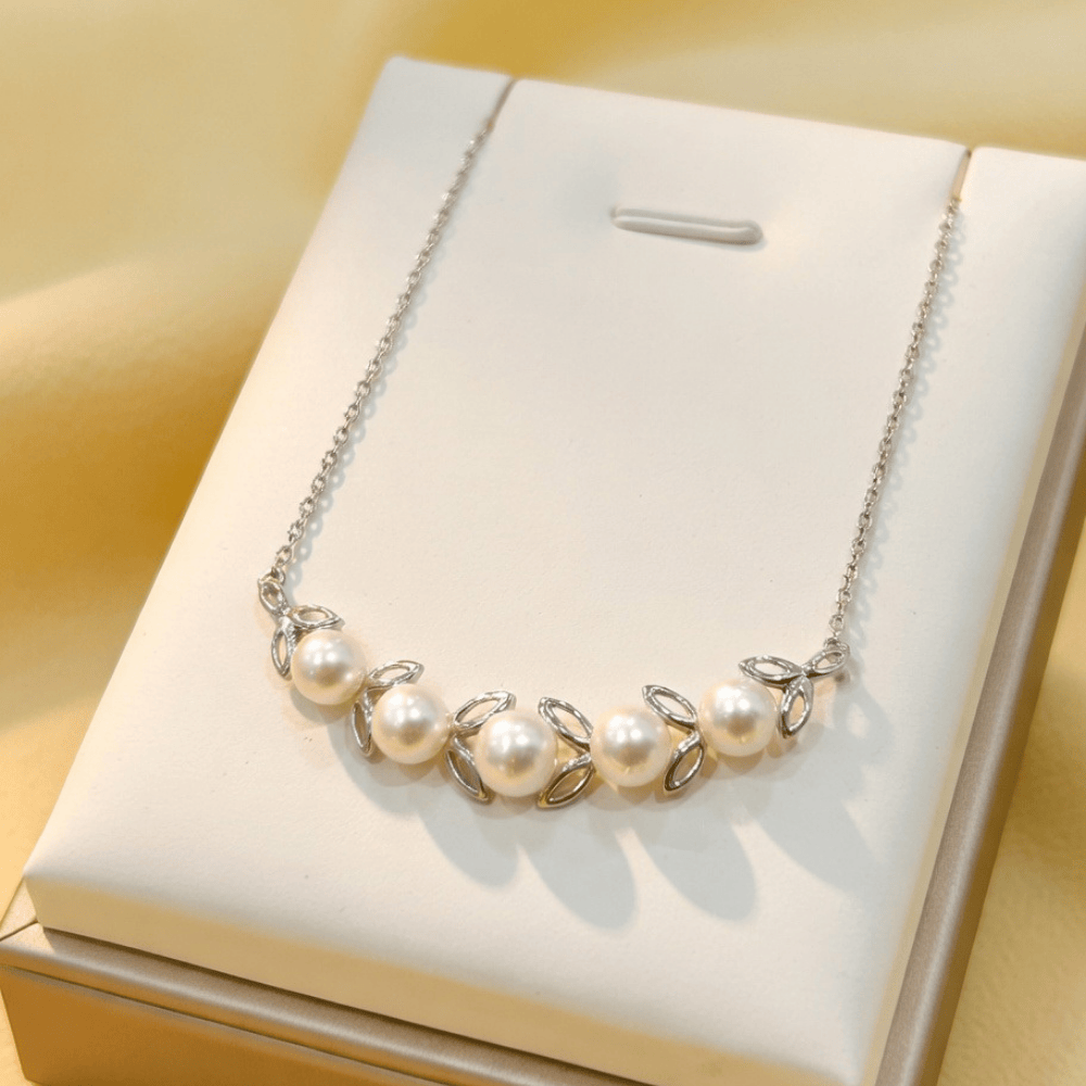 5 Pearls Silver 925 Pendant With Chain For Girls