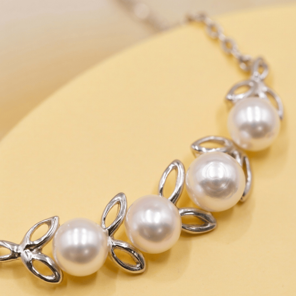 5 Pearls Silver 925 Pendant With Chain For Girls