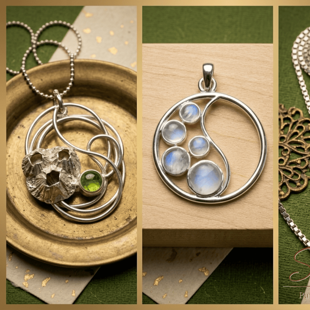 925 Moon Style Silver Pendant With Chain