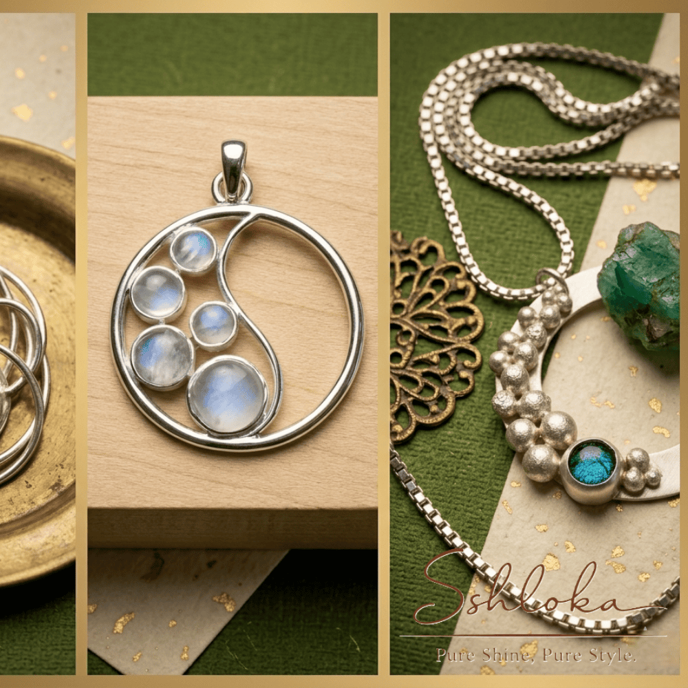 925 Moon Style Silver Pendant With Chain