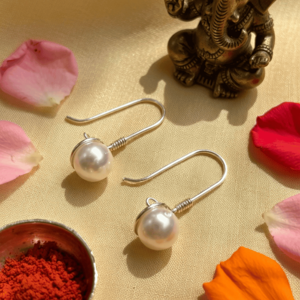 Handcrafted 925 Silver Natural Pearl Drops