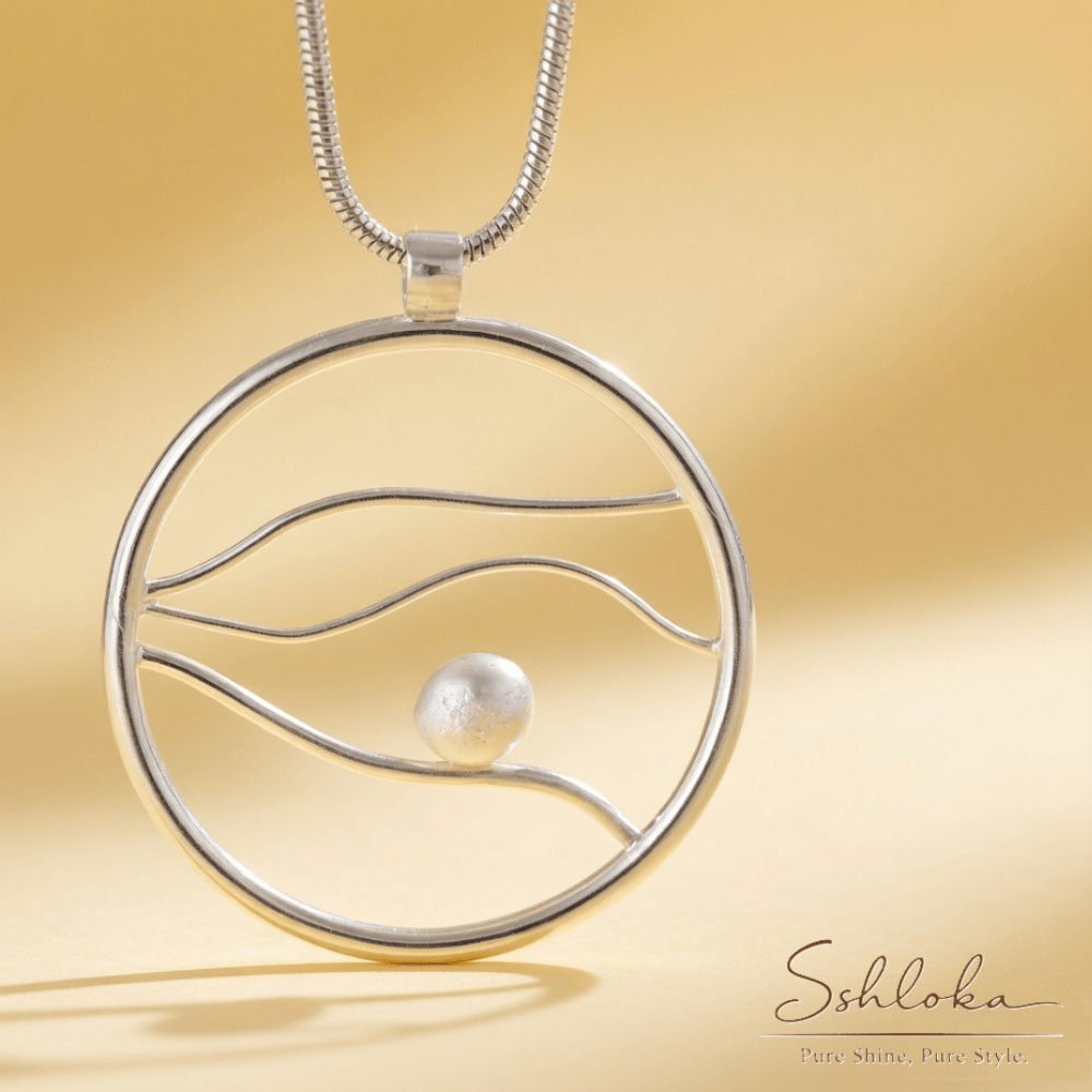 Moon Style 925 Silver Pendant with chain