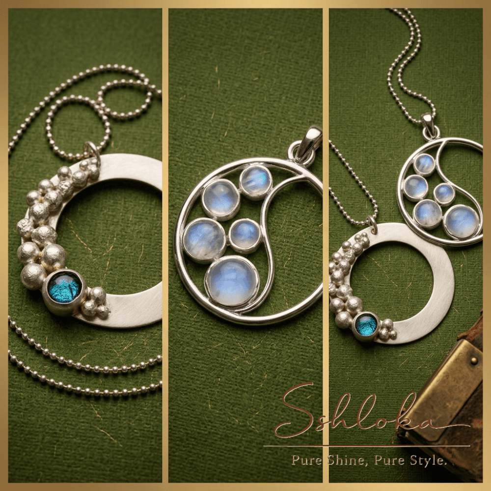 Antique 925 Silver & Natural Pearl Moon Pendant