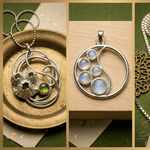 Load image into Gallery viewer, Antique 925 Silver &amp; Natural Pearl Moon Pendant
